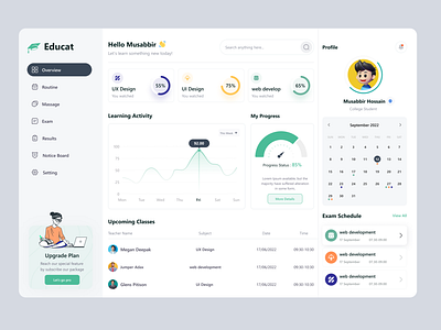 E-learning Dashboard animation application branding clean clean dashboard course dashboard dashboarddesign e learning education graphic design illustration learn motion graphics online school study ui ux web app webdesign