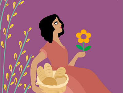 lady with bread and flower art design graphicdesign illustration illustration art illustrations illustrator