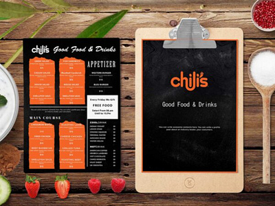 Chilis Mexican Food Menu Bifold Design design illustration latest 2020 menu menu design psd psd mockup ui ux web