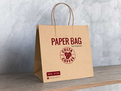 Cafe Paper Bag Mockup branding cafe design design template freebies illustration natural package paper bag psd mockup web