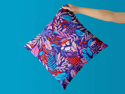 Leaf Print Cushion Design Mockup