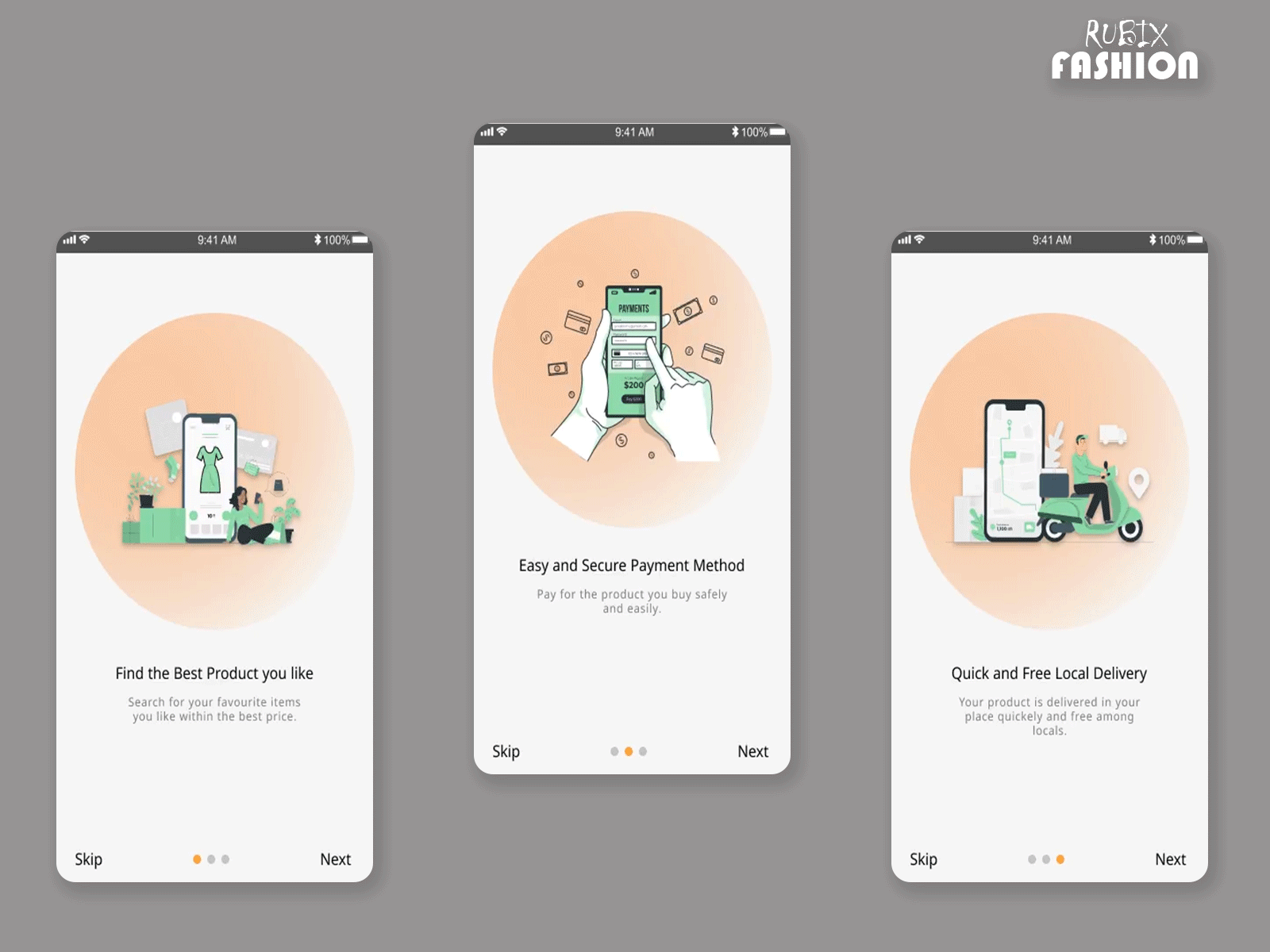 Onboarding Screen for Ecommerce App android animated animated gif animated ui animation app design ecommerce fashion figma illustration onboarding onboarding ui ui