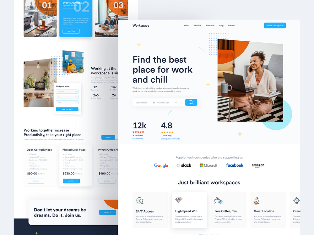 Co-working Space Website by Sourav Deb on Dribbble