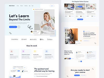 E-Learning Landing Page and UI Exploration || 2021. best design courses dribbble best shot e learning education homepage landingpage minimal online course online learning online school popular design school student ui design uiux web web concept web design webdesign