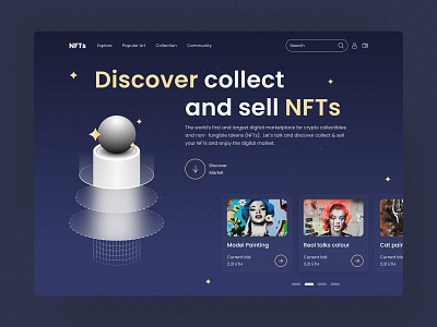 NFT Marketplace landing page and UI Exploration