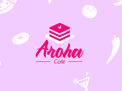 Aroha cafe branding logo typography vector