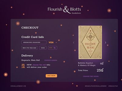 Daily UI 002 Credit Card Checkout cardcheckout checkout dailyui dailyuichallenge design figma harrypotter hogwarts ui