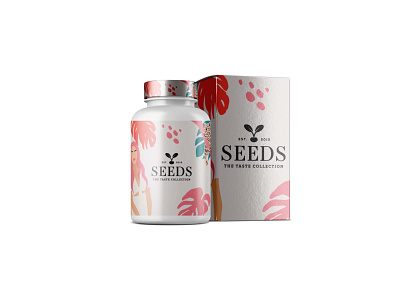 Beautiful Seed CBD Pill Label Mockup mockup pill seed