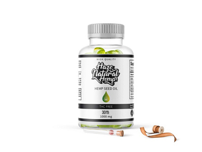 CBD Capsules Small Bottle Label Mockup capsule cbd mockup