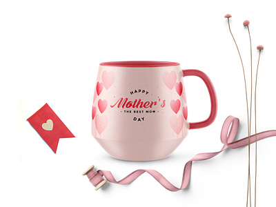 Pink Mother's Day Coffee Mug Mockup coffee label mockup mother mug pink psd