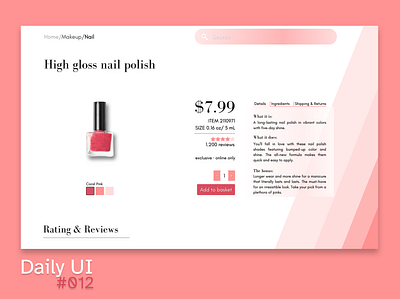 Daily UI - #012: E-Commerce Shop 012 12 browser daily ui 012 dailyui dailyuichallenge design ecommerce elegant fashion flat graphic design illustration makeup minimal ui ui design ux webdesign website