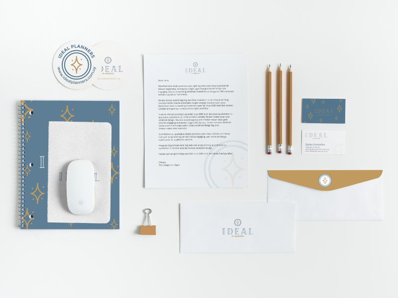 Ideal Planners Stationary wedding branding stationary logo design logo