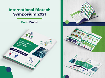 Event Profile Book For International Biotech Symposium book book cover brand branding brochure design flyer graphic design illustrator multipage brochure