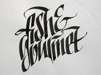 Fish And Gourmet Study 02 calligraphy fish gourmet logo maxim ivanov plakatista typography wordmark