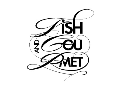 F&G another study black and white calligraphy fish food gourmet illustrator logo plakatista typography