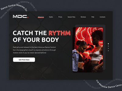 Moscow Dance Centre dance studio landing school ui web design website