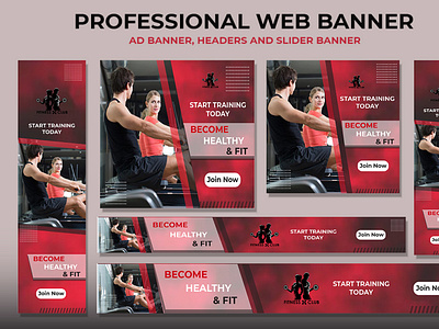 Web Banner design flyer graphic design gym banner web banner