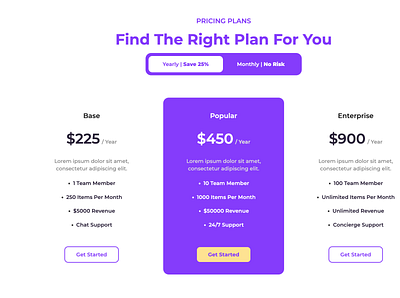 Pricing Section ui web design webflow