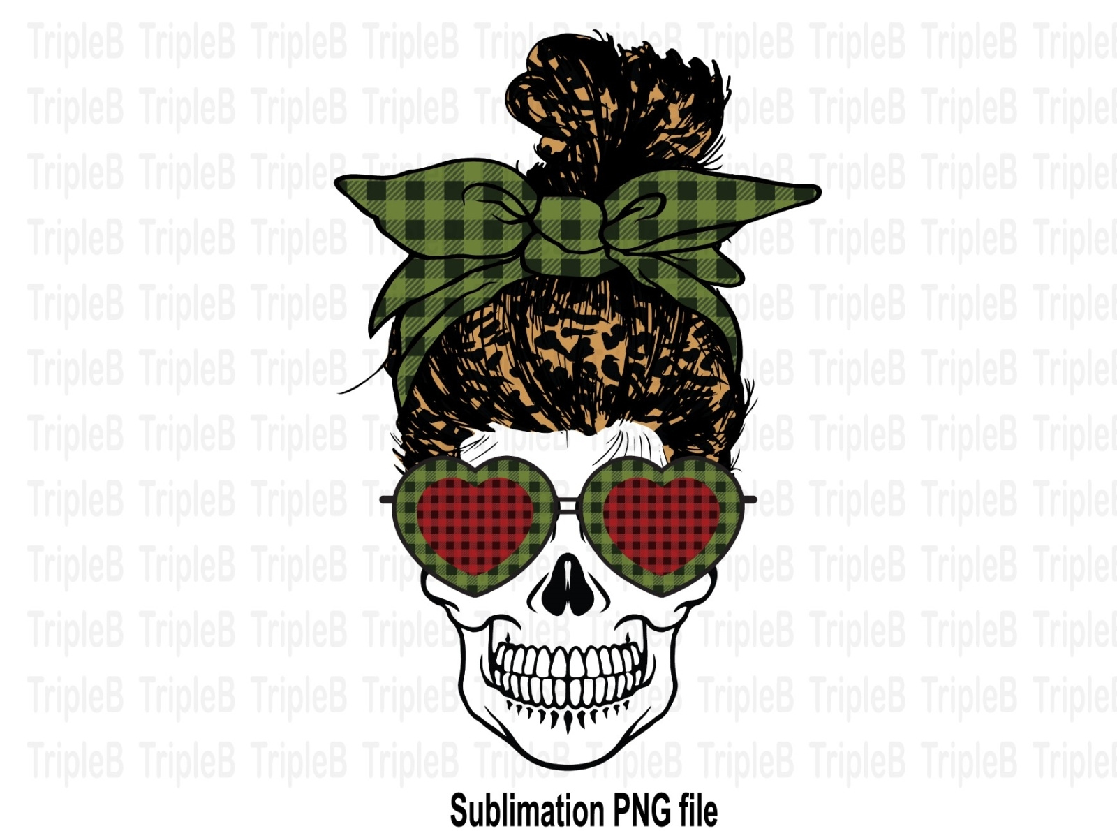 Skull Funny Valentine’s Day Buffalo Plaid Hairband Sublimation D by ...