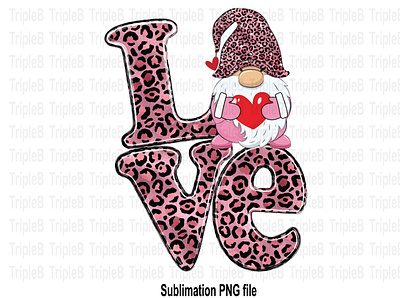 Love Gnome Leopard Valentine’s Sublimation Designs cupid