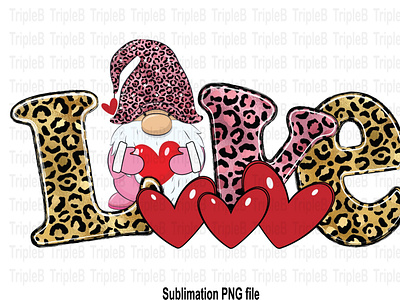 Love Gnome Valentine’s Sublimation Designs cupid