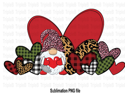 Love Heart Gnome Valentine’s Sublimation Designs cupid