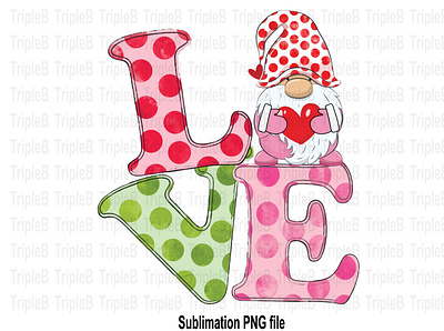 Love Gnome Valentine’s Sublimation Designs cupid