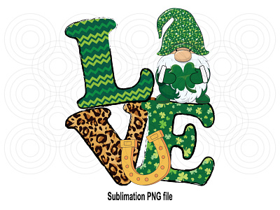 Love Gnome St Patrick’s Day Sublimation Designs