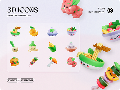 3D FOOD ICONS - FIGMA 3d app branding button design graphic design iconkits illustration ui ux