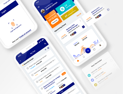 Dashboard & Task page - Mini ERP blue clean dashboard dribbble erp event figma first illustration login meeting orange recent simple task ui white