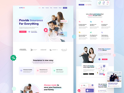 Safe In | Insurance Company Landing Page 2020 trend agency app app design bank banking business corporate family inspiration insurance life insurance management minimal minimalist mobile app mobile ui popular topui web design