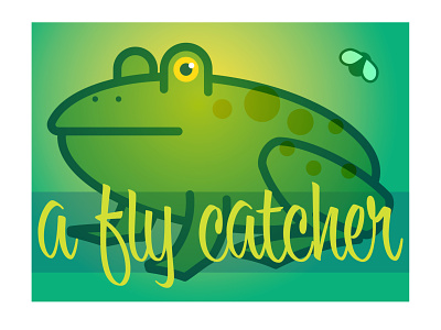 Fly catching frog adobe illustrator design frog graphic design illustration typography vector