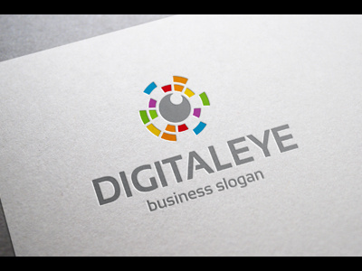 Digital Eye Logo bright high tech creative design logo branding media business multi media pixels print production studio tech technology logo