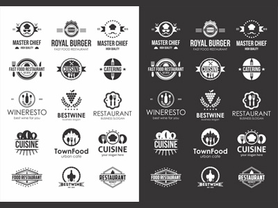Restaurant and Food Logo Badges & Labels badges collection cooking cuisine design elegant cuisine logo food graphic designer insignia labels logotypes restaurant template