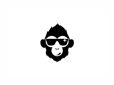 Geek Monkey Logo animal logo ape logo business brand character logo chimp geek geek logo mascot logo monkey logo primate smile