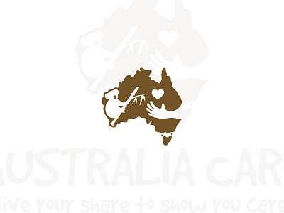 Australia Care Logo australia care australia map australian branding care charity foundation giving love hand heart help helping center helping hand koala bear logo logo design logotype non profit organization template