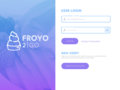 FroYo 2 Go User Login (Desktop) dailyui001 desktop form signup ui