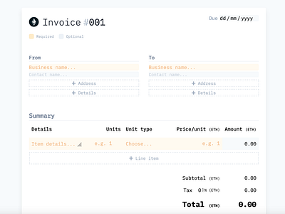 Invoice build form