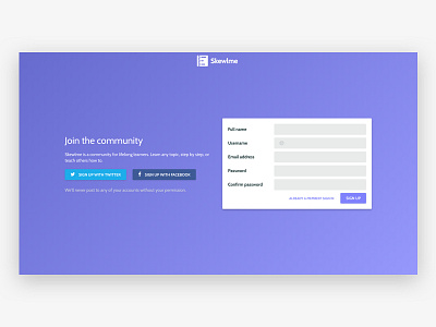 Skewlme Sign Up Page form gradient signup web