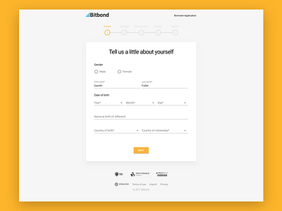 Bitbond Borrower Application form material design multi step web