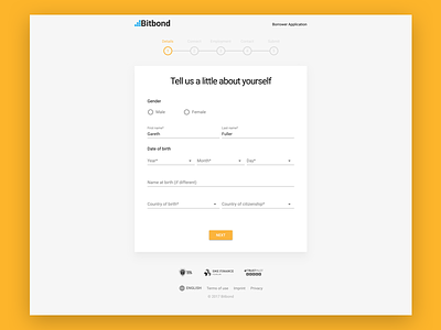 Bitbond Borrower Application form material design multi step web