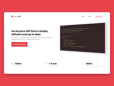 OilpriceAPI Landing Page branding hero landing page web