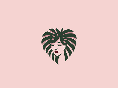 Monstera Lover branding design girl heart icon illustration logo logodesign logotype lover minimal monstera plant vector