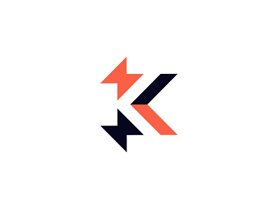 K Power bolt branding design energy icon k letter logo logodesign logotype minimal power vector zip