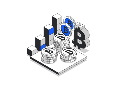 Bitcoin Isometric illustration hero image illustration isometric isometry minimal ui vector web design