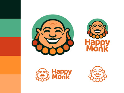 Happy Mon logo budha happy illustration logo logodesign logotype mascot monk smile vector