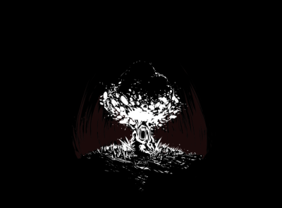 Nuclear tree black and white illustration krita sketch