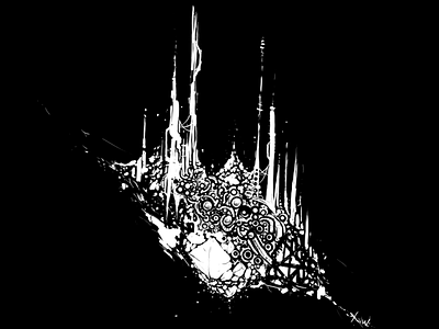 The cathedral of the strange black and white krita sketch