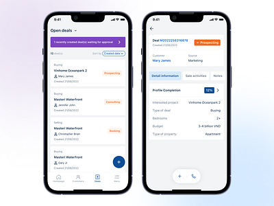Real Estate Deal Management System UI mobile ui