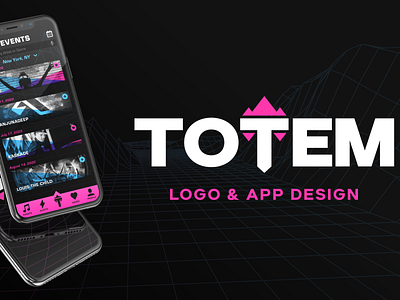 Totem - Logo & App Design for EDM Events branding concerts dance music djs graphic design logo design mobile app mobile ui music tiki mask ui user interface design